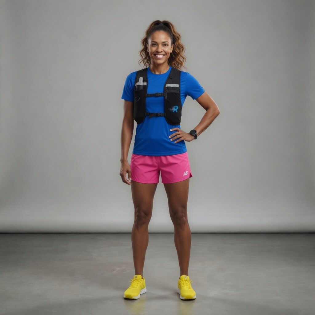 Woman in athletic wear Run With Freedom Challenger Hydration Running Vest Gym Lifestyle Photoshoot