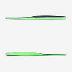 Two green and black flat objects on a white background